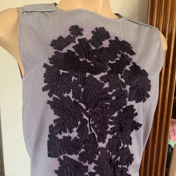 Anna Kully women’s striped blouse w/appliqué on front - Picture 1 of 10
